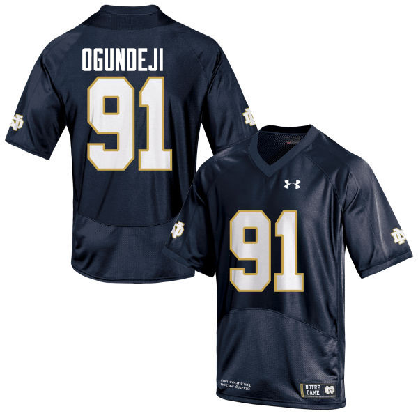 Men #91 Adetokunbo Ogundeji Notre Dame Fighting Irish College Football Jerseys-Navy Blue